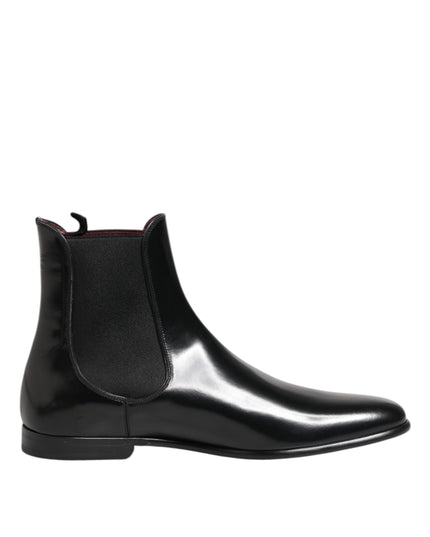 Dolce & Gabbana Black Chelsea Slip On Mid Calf Boots Shoes