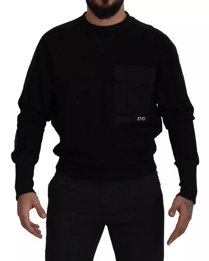 Dolce & Gabbana Black Cotton Crewneck Sweatshirt Sweater