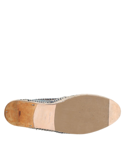 Dolce & Gabbana Blue Gray Woven Leather Buffalo Espadrille Shoes