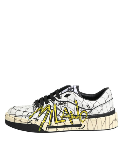 Dolce & Gabbana White Logo Print Low Top Men Sneakers Shoes