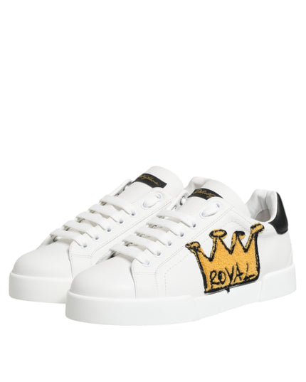 Dolce & Gabbana White Crown Patch Portofino Men Sneakers Shoes