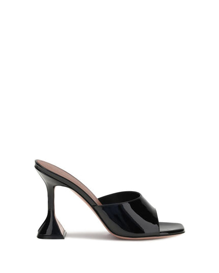 Amina Muaddi Black Calf Leather Bos Taurus Platform Sandals