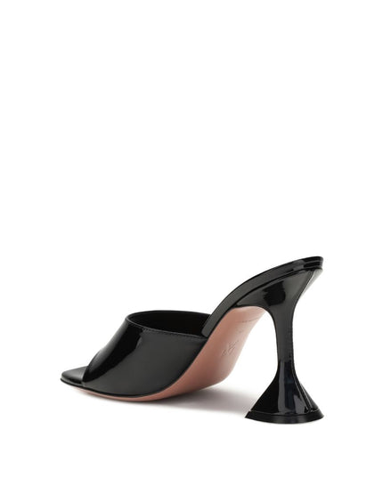 Amina Muaddi Black Calf Leather Bos Taurus Platform Sandals