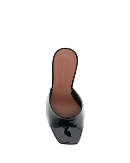 Amina Muaddi Black Calf Leather Bos Taurus Platform Sandals