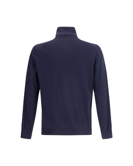 Brunello Cucinelli Blue Fleece Wool Turtleneck