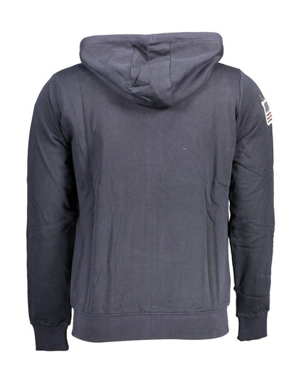 U.S. POLO ASSN. "Blue Cotton Men Sweater with Embroidered Zip and Pockets"