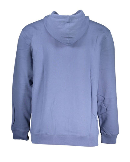 Vans Blue Cotton Men Sweater with Hood and Central Pocket