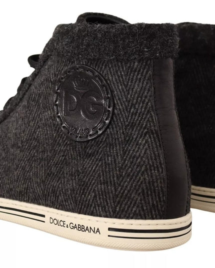 Dolce & Gabbana Gray Wool Cotton Casual High Top Sneakers