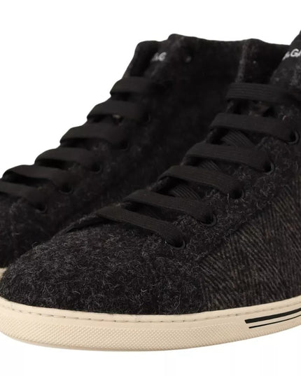 Dolce & Gabbana Gray Wool Cotton Casual High Top Sneakers