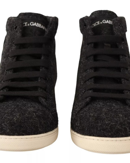 Dolce & Gabbana Gray Wool Cotton Casual High Top Sneakers