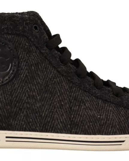 Dolce & Gabbana Gray Wool Cotton Casual High Top Sneakers