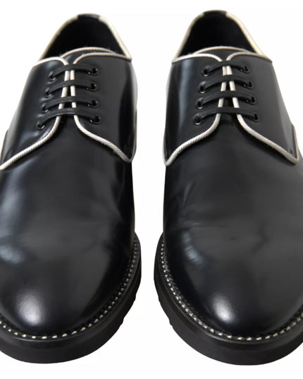 Dolce & Gabbana Black White Leather Formal Dress Shoes
