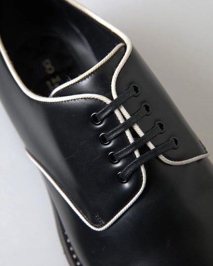 Dolce & Gabbana Black White Leather Formal Dress Shoes