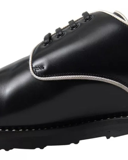Dolce & Gabbana Black White Leather Formal Dress Shoes