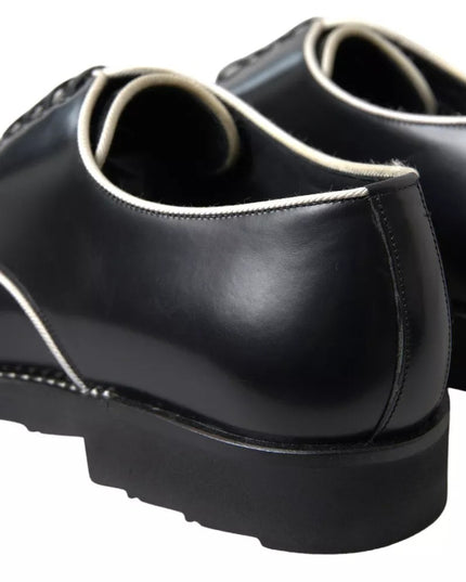 Dolce & Gabbana Black White Leather Formal Dress Shoes