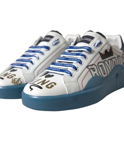 Dolce & Gabbana Blue White Printed Portofino Melt Sneakers