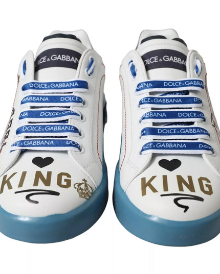 Dolce & Gabbana Blue White Printed Portofino Melt Sneakers