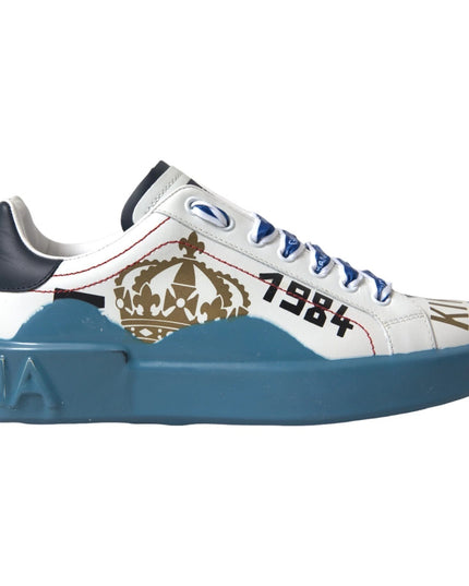 Dolce & Gabbana Blue White Printed Portofino Melt Sneakers