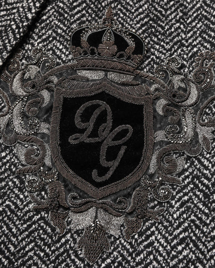 Dolce & Gabbana Black White Double Breasted Men Suit Blazer