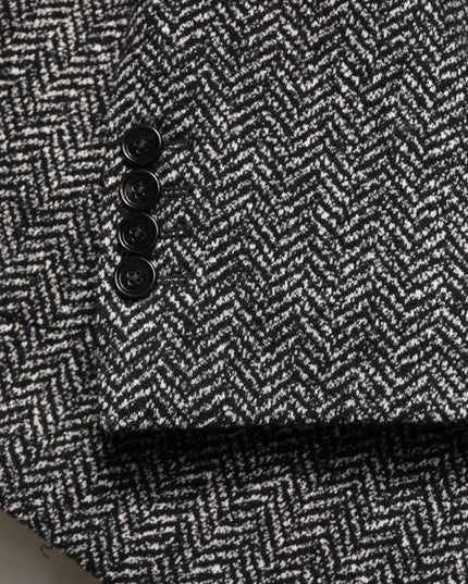 Dolce & Gabbana Black White Double Breasted Men Suit Blazer