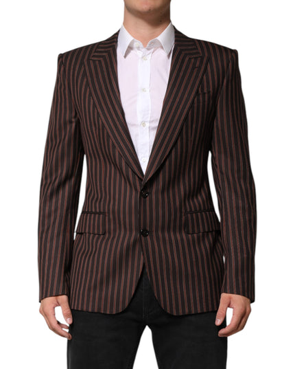 Dolce & Gabbana Black Brown Stripe Single Breasted Blazer