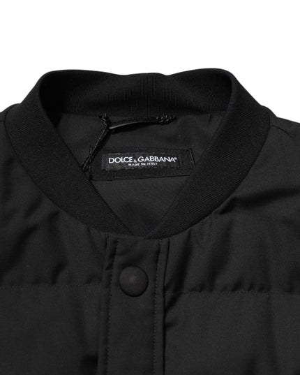 Dolce & Gabbana Black Sleeveless Parka Logo Plaque Jacket