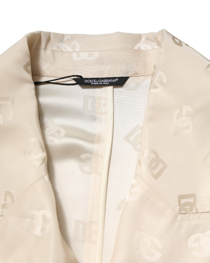 Dolce & Gabbana Beige Polyester Logo Monogram Coat Jacket