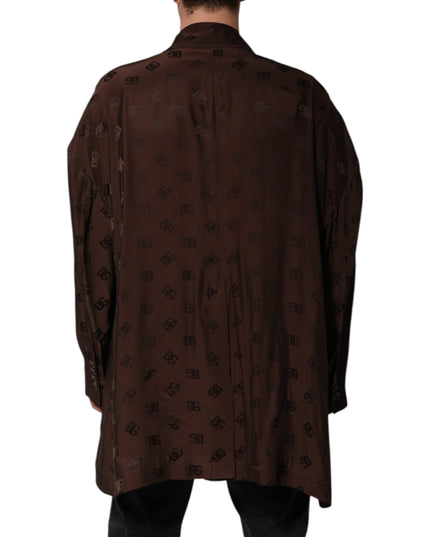 Dolce & Gabbana Brown Polyester Logo Monogram Coat Jacket