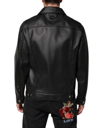 Dolce & Gabbana Black Polyester Button Down Biker Jacket