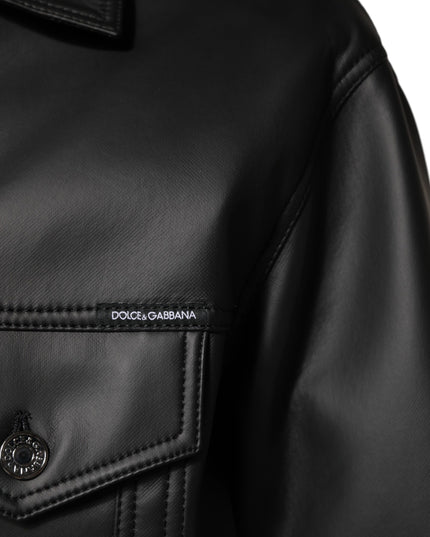 Dolce & Gabbana Black Polyester Button Down Biker Jacket
