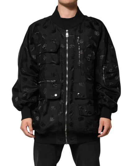 Dolce & Gabbana Black Cargo Windbraker Logo Mania Jacket