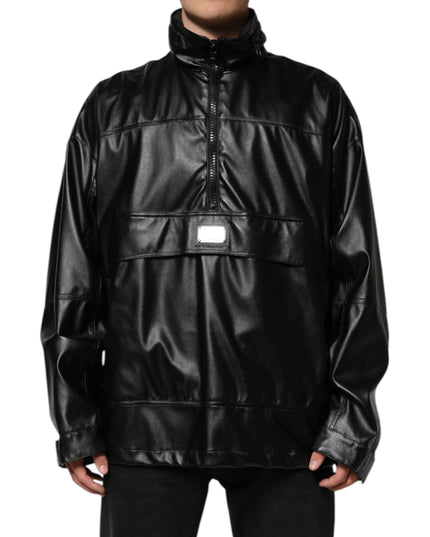 Dolce & Gabbana Black Polyester Logo Plaque Bomber Jacket