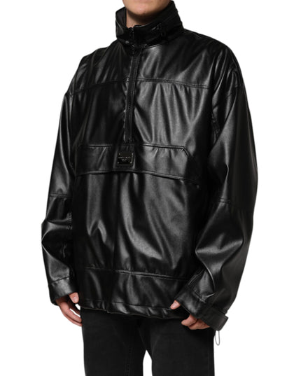 Dolce & Gabbana Black Polyester Logo Plaque Bomber Jacket