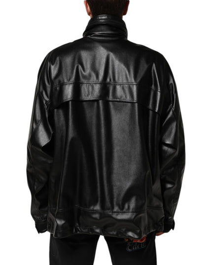 Dolce & Gabbana Black Polyester Logo Plaque Bomber Jacket