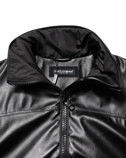 Dolce & Gabbana Black Polyester Logo Plaque Bomber Jacket