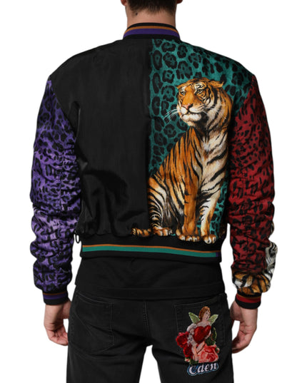 Dolce & Gabbana Multicolor Tiger Print Men Bomber Jacket