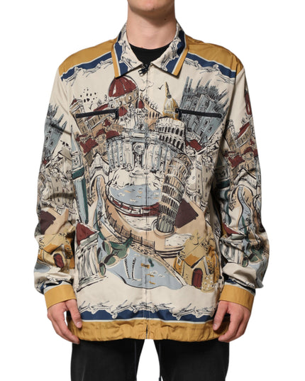 Dolce & Gabbana Multicolor Italian Motif Men Bomber Jacket