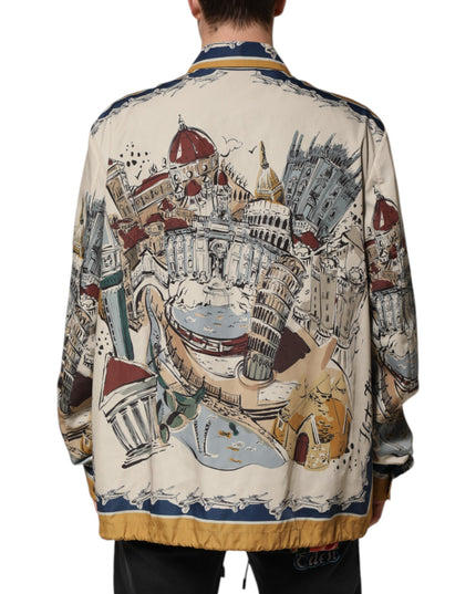 Dolce & Gabbana Multicolor Italian Motif Men Bomber Jacket