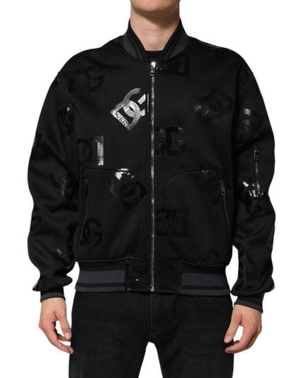Dolce & Gabbana Black Wool Logo DG Mania Men Bomber Jacket