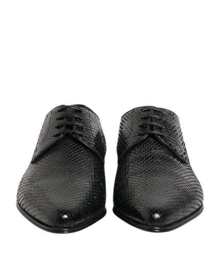 Dolce & Gabbana Black Exotic Leather Lace Up Derby Shoes