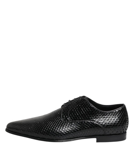Dolce & Gabbana Black Exotic Leather Lace Up Derby Shoes
