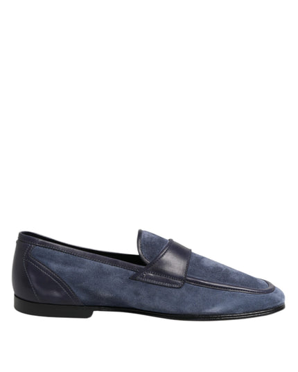 Dolce & Gabbana Blue Suede Leather Loafers Moccasin Shoes
