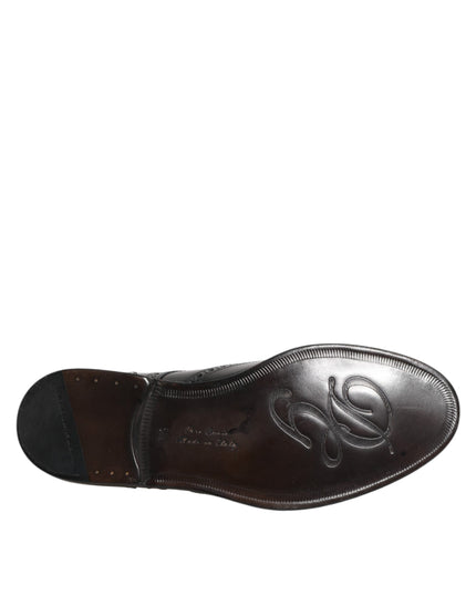 Dolce & Gabbana Black Leather Derby Wingtip Formal Shoes