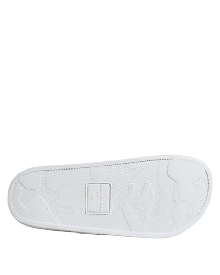 Dolce & Gabbana White Leather Slides Sandals Beachwear Shoes