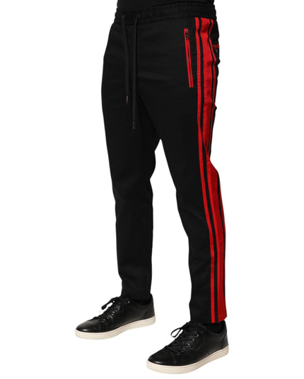 Dolce & Gabbana Red Stripe Cotton Logo Jogger Sweatpants Pants