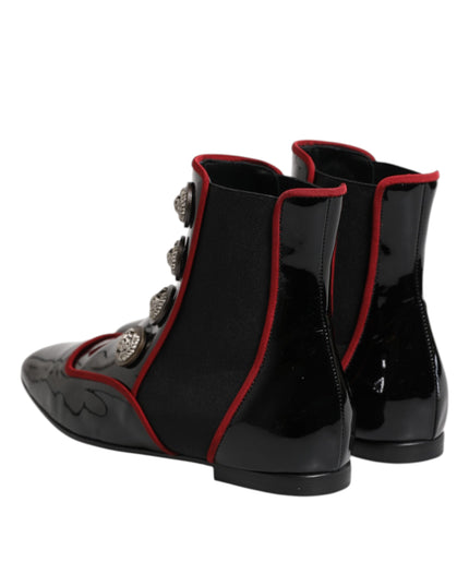 Dolce & Gabbana Black Jackie Buttoned Chelsea Boots Shoes