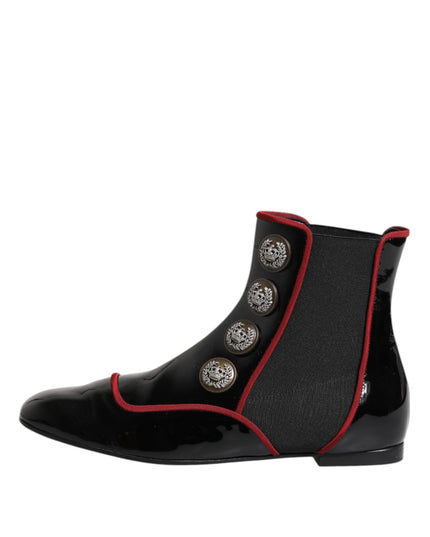 Dolce & Gabbana Black Jackie Buttoned Chelsea Boots Shoes