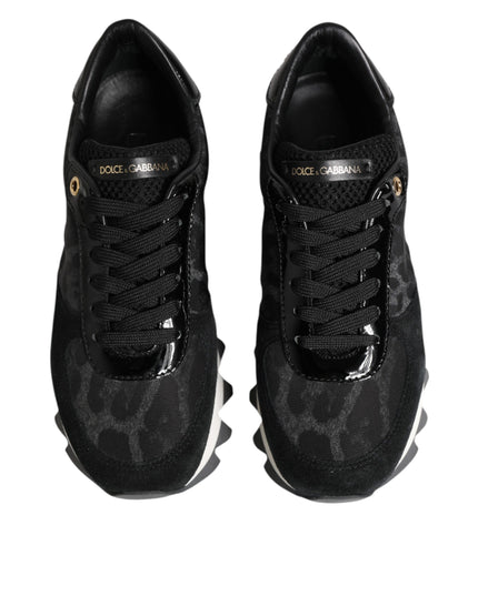 Dolce & Gabbana Black Gray Leopard Low Top Sneakers Shoes