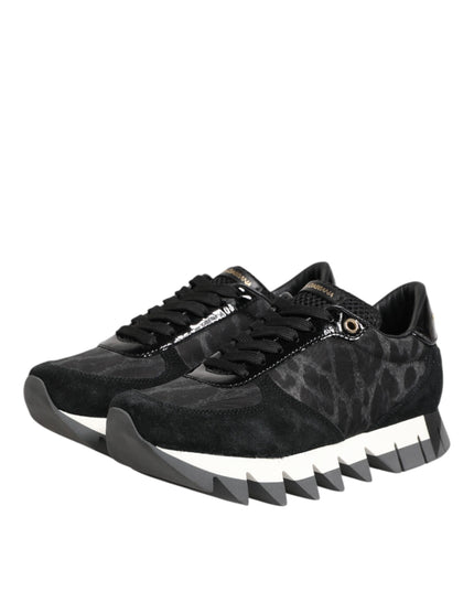 Dolce & Gabbana Black Gray Leopard Low Top Sneakers Shoes