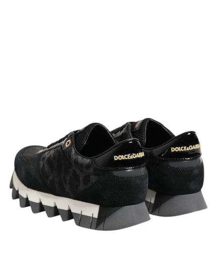 Dolce & Gabbana Black Gray Leopard Low Top Sneakers Shoes